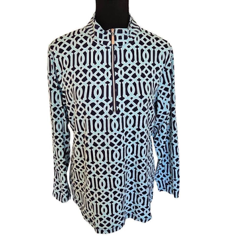 Anthonys Resort Wear Womens Quarter Zip Sun Protection Long Sleeve Top Medium